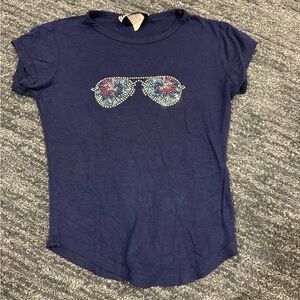 DORI CREATIONS Blue Gem Crystal Sunglasses Tee Shirt Size Girls 4